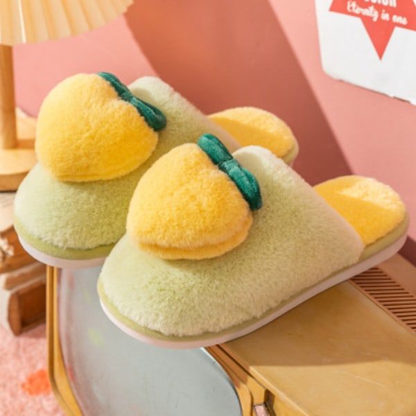 Mub- Light Cotton Slippers Winter Warm Plush Couple Slippers Cute Indoor Home Slippers Yellow 38