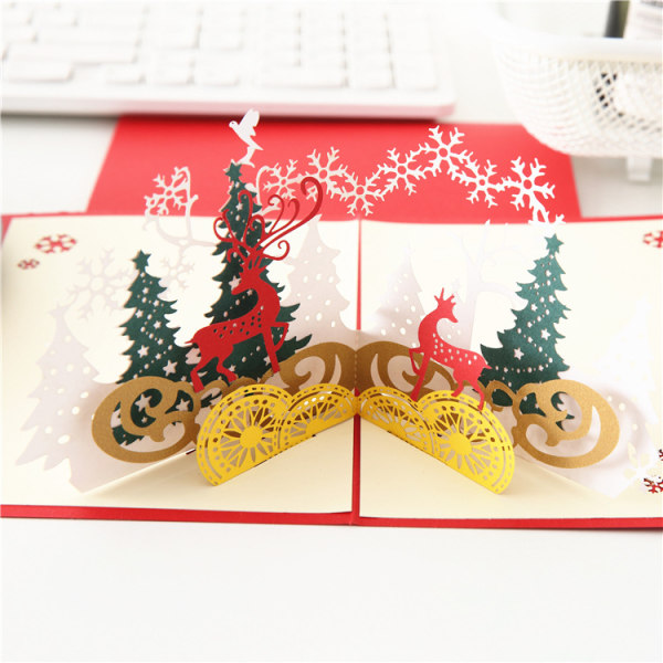 Mub- Jul 3D tredimensionellt gratulationskort skräddarsytt handgjort gratulationskort Julskog Julafton