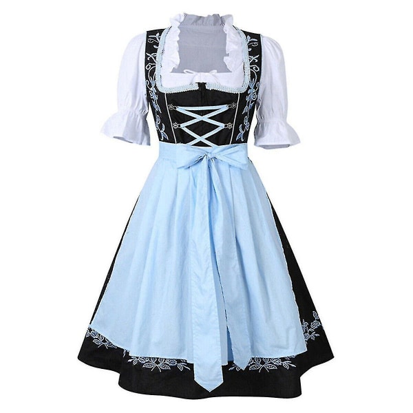 Dirndl Kjole tysk Oktoberfest bayersk øl Wench kostyme Maid Festival Party Z X Light blue 2XL
