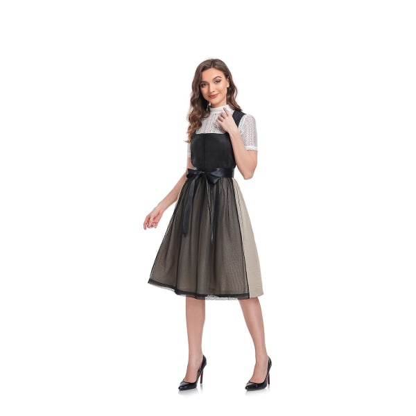 Kvinder Dirndl Kjoler 3 Stk Tysk Oktoberfest Kjoler Bayersk Kostume Øl Karneval Outfits -a Black 34