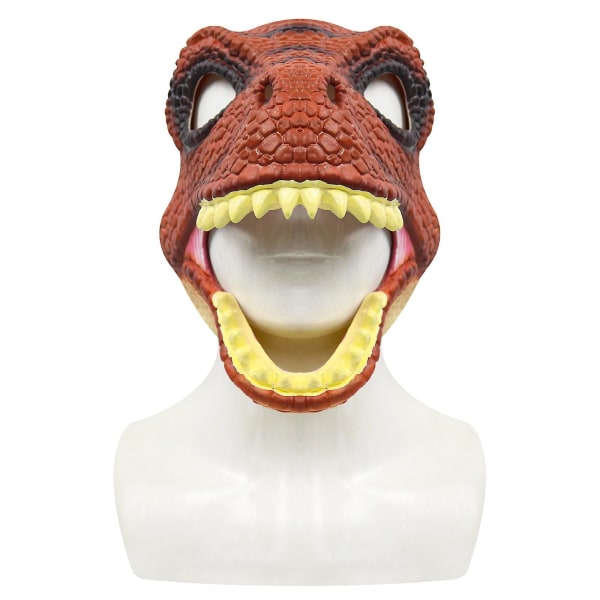 Halloween Party Cosplay Mask Simulation Jurassic Tyrannosaurus Rex Dinosaur Mask Headgear Latex Material FPDM Brown