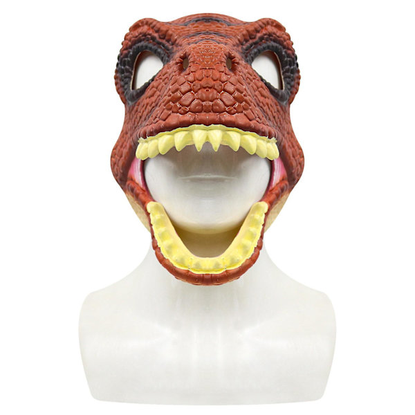 Halloween Party Cosplay Maske Simulering Jurassic Tyrannosaurus Rex Dinosaur Maske Hodeplagg Latex Material FPDM Brown