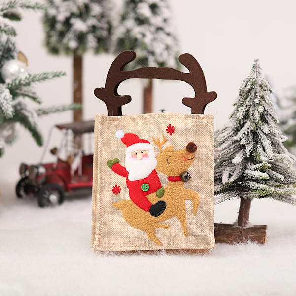 Mub- Jul äppelväska tecknad docka Julklapp påse godis dagis gåva C-D60 Antler presentpåse för äldre