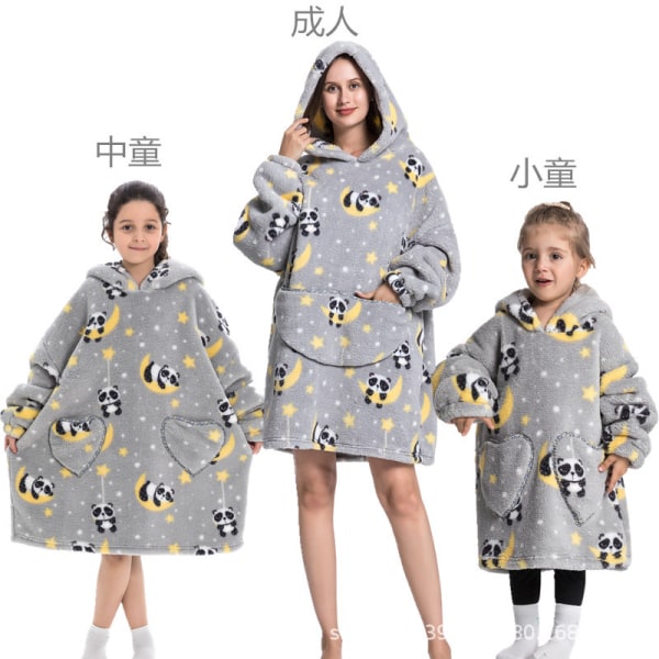Mub- Huva bomull ull vinterjacka filt kostym tjock lat kostym TV-filt tv filt pyjamas tröja hoodie filt panda 60CM