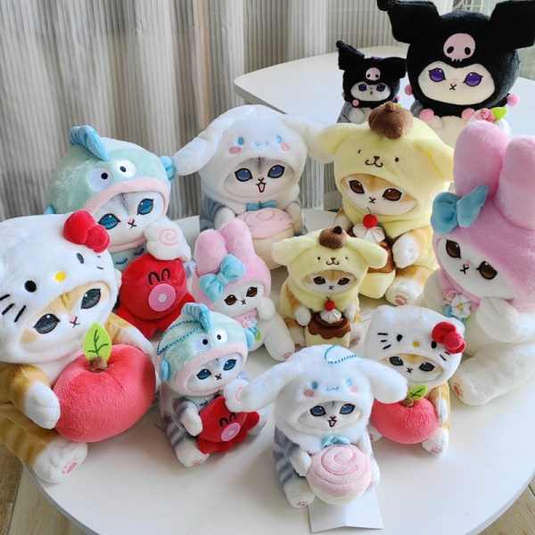 Mub- New Design Shark Cat Sanrio Joint Ugly Fish Kuromi My Melody Cinnamon Plush Toy Doll Keychain Gift 3 20cm