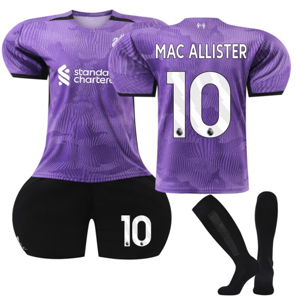 2023-2024 Liverpool Away Kids Fotbollströja Kit nr 10 Mac Allister G 28