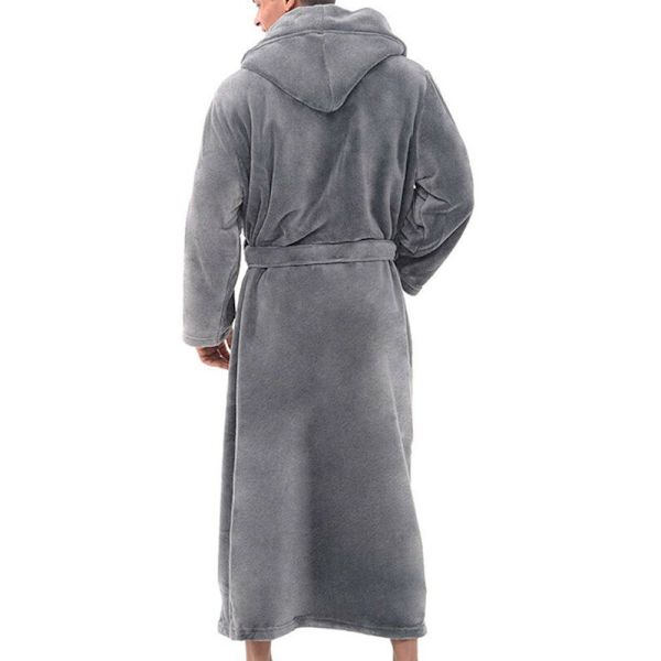 Mænd langærmet badekåbe med blød loungebadetøjsfrakke Red 2XL