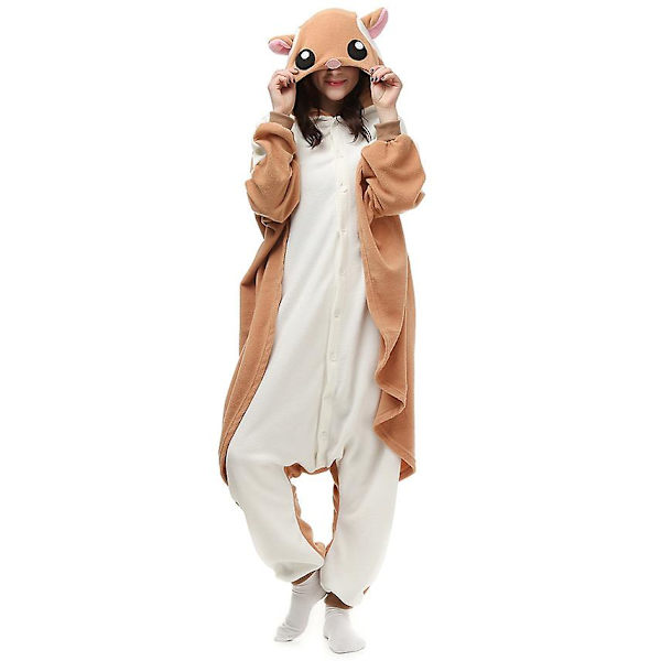 Lentävä orava -yöasu, piirretty eläinasu, haalari, Halloween-cosplay -a M