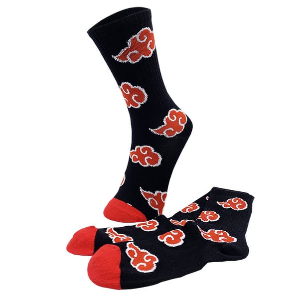 1Par Anime Cosplay Strømper Akatsuki Red Cloud Socks Cos Hallowe 04 03
