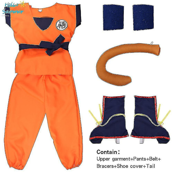 Børne Voksen Kostumer Son Goku Kostume Anime Jumpsuit H Kostume Up #yogu -a wig blue 130 height120*130cm *Goku
