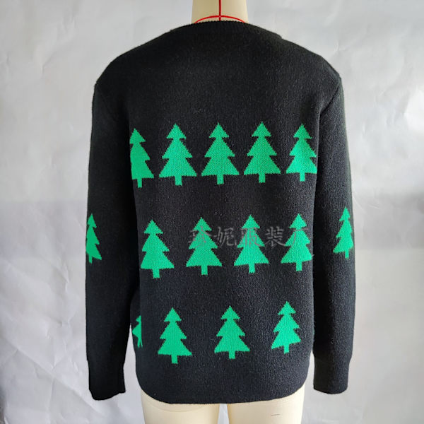 Mub- Joulukuusi jacquard joulupaita naisten rento pusero neule black S