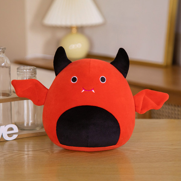 Mub- Squishmallows Halloween pumpa kudde Rolig fladdermus pumpa plysch liten djävulsdocka red 20cm