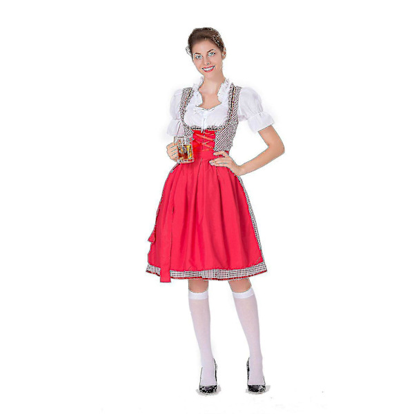 Naisten Oktoberfestin asu Saksan Dirndl-mekko Asumekko Baijerin karnevaalijuhlat Haoyi -a Red L