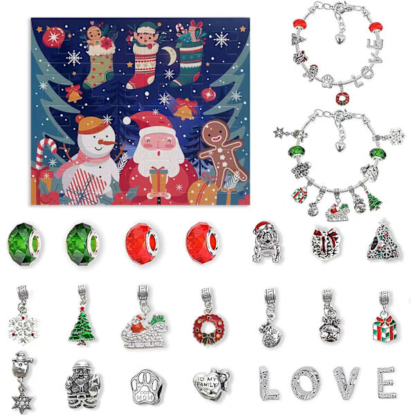 Joulu Advent 24 Ruudukko Kalenteri Countdown DIY Lapset Rannekoru Yllätys Sokkelo Laatikko Kultainen Puku .C E