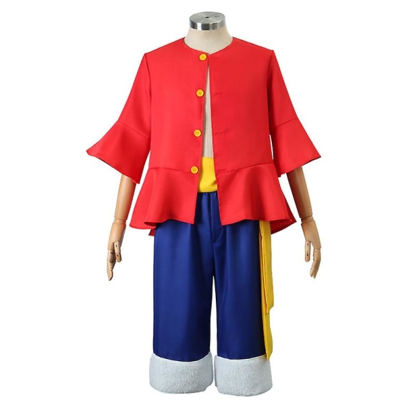 Anime One Piece Cos Suit Monkey D. Luffy Cosplay Kostym Stråhatt Skor Rekvisita Två år senare generationens Kläder Halloween Ny