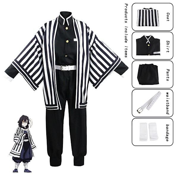 Mub- Anime Demon Slayer Cosplay Costume Tanjire Agatsuma Zenitsu Tomioka Giyuu Halloween Party Cosplay Costume Iguro Obanai XL