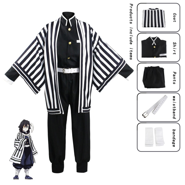 Mub- Anime Demon Slayer Cosplay Kostume Tanjire Agatsuma Zenitsu Tomioka Giyuu Halloween Fest Cosplay Kostume Iguro Obanai XL