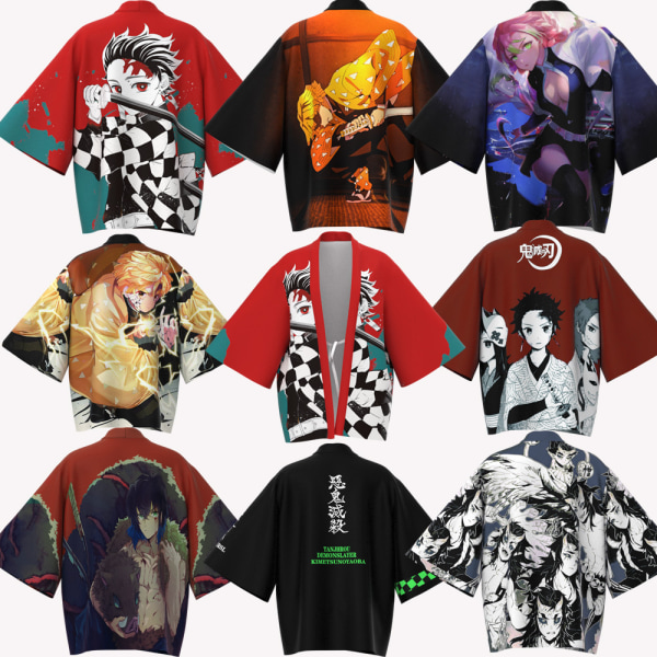 Mub- 20 Styles Demon Slayer: Kimetsu no Yaiba Cosplay 3D Printing Haori Anime Kimono Kappe Anime Tegneserie Tøj 19 3 XL