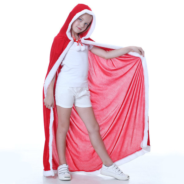 Mub- Julcape Barn Vuxen Rödluvan Kostym Röd cape Cosplay 100CM