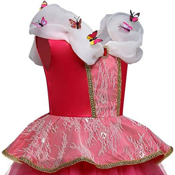 Elegantti Ruusunen Prinsessamekko naamiaisasu .4 pink 110
