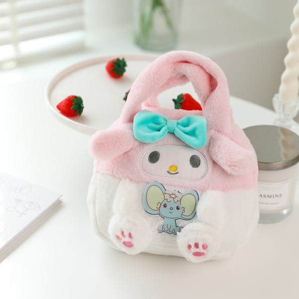 Mub- Söt tecknad filmväska Sanrio väska kulomi flickors crossbody-väska plyschleksak Melody-docka Handbag - Melody