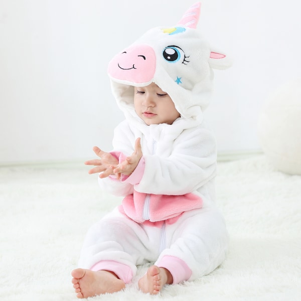 Mub- MICHLEY Make Your Own Design Children Flannel Rompers Boys Hooded Clothes One-piece Animal Baby Costume ASF7 90CM