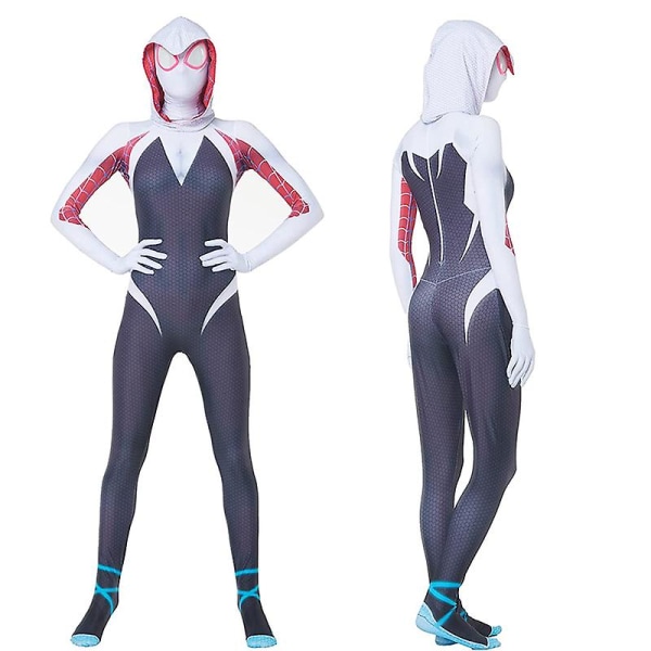 Spiderman Zentai Bodysuit Superhero Gwen Stacy Cosplay Costume Jumpsuit Mask Suit Girls Woman Bodysuit Halloween Adult Child H_a -a 130