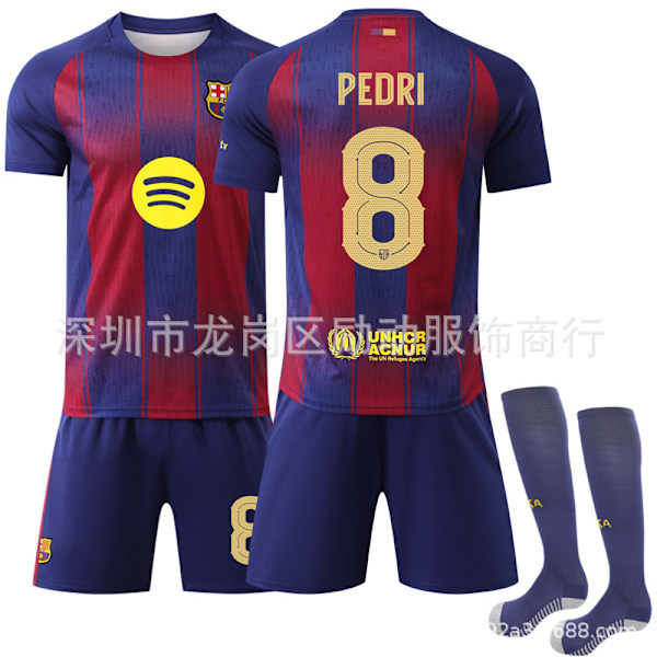 Xbi- 2526 Barcelona hemma Champions League version fotbollströja set 8 PEDRI #L