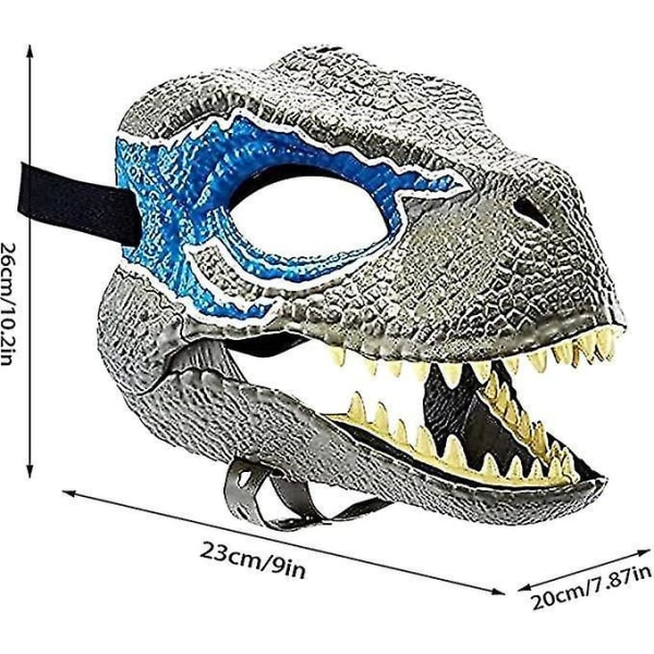 Halloween Party Cosplay Maske Simulering Jurassic Tyrannosaurus Rex Dinosaur Maske Hodeplagg Latex Material FPDM Blue