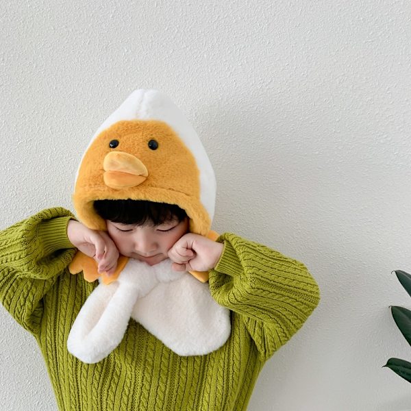 Mub- Laadukas Hattu Huivi Integroitu Lasten Vauvan Talvi Söpö Pehmo Bonnet Pojat ja Tytöt Lämmin Huivi Super Söpö Hattu Penguin yellow