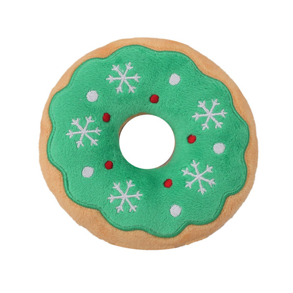 Mub- Sällskapsdjur hund plysch vokal leksak katt och hund serie Christmas donut green
