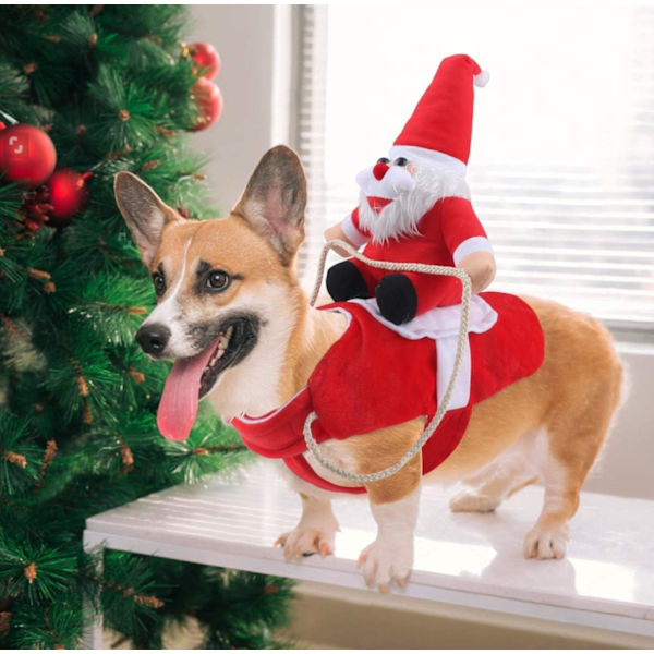 Julhundsdräkt Rolig hund （Medium） Jultomten Cos