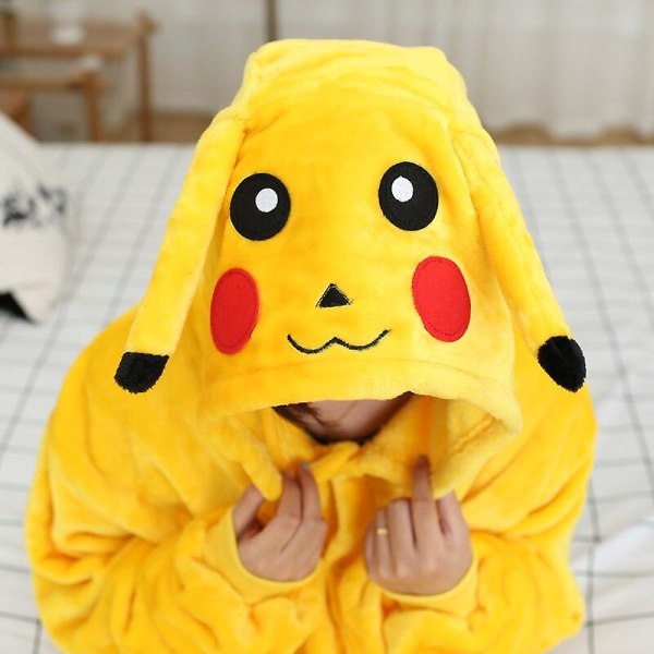 Pikachu Anime Cosplay Animal Adults Women Cartoon Pajamas Winter Warm Onesie Funny Soft Cute Jumpsuit For Girls -a 8T(Height 115-125CM)