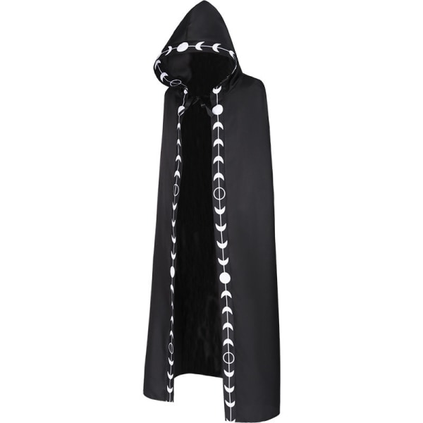 Unisex Månefaser Broderi Hettegenser Mystisk Middelalder Renessanse Lang Spiss . black L