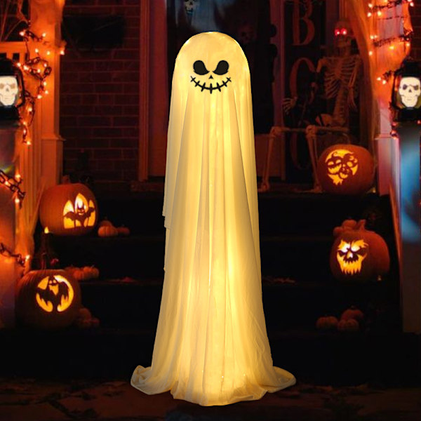 Mub- Halloween-koristeet ulkotiloihin, Spooky Ghost Halloween-koriste valosarjoilla paristokäyttöinen aave 1 85cm