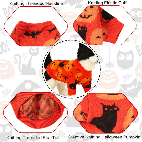 Kurpitsa paita Koira Kissa Halloween paita Koira Halloween puku Lemmikkieläin Halloween Neulekissa Kurpitsa paita - Oranssi