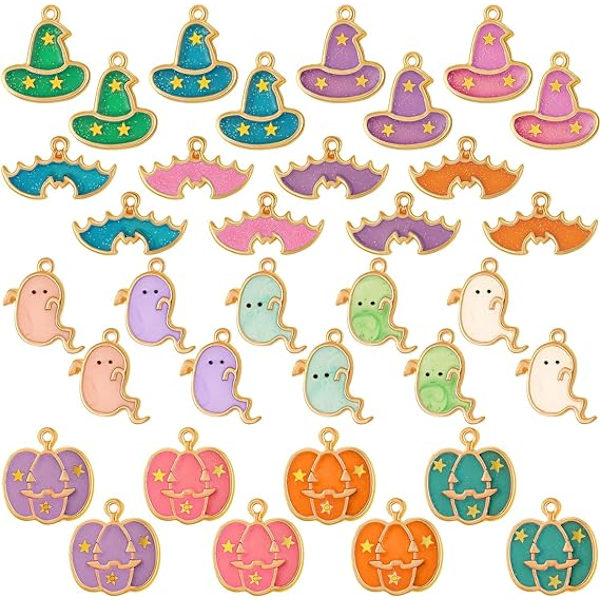Halloween DIY Charm Halloween Legering Berlock hänge Pumpa Ghost Wizard Hat Smycken