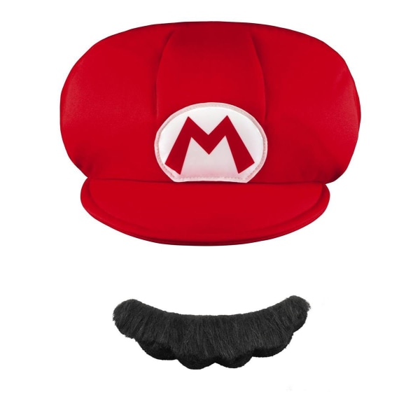 Super Mario Utklädning Keps och Mustasch . multicolor