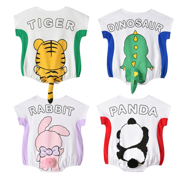 Mub- Summer Newborn Infant Toddler Boys Girls Clothing Cartoon Animal Cotton Short Sleeve Baby Bodysuit rabbit 66cm