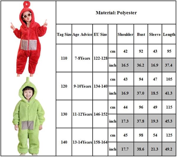 Teletubbies Kostym Barn Jul Pyjamas Sovkläder Jumpsuit . red 120cm