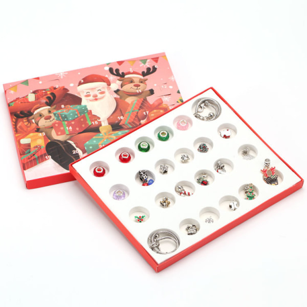 Joulu Advent 24 Ruudukko Kalenteri Countdown DIY Lapset Rannekoru Yllätys Sokea Laatikko Kultainen Puku .C I