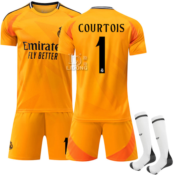 Xbi- 2425 Real Madrid Borta Fotbollströja Set Orange 1 COURTOIS #L