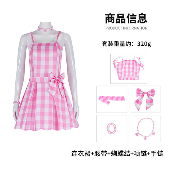Mub- 2023 Uusi elokuva Barby cos -vaatteet mekko live-action Barbien elokuva Leggings cosplay lapsille aikuisille Halloween 3 Kids S=130CM