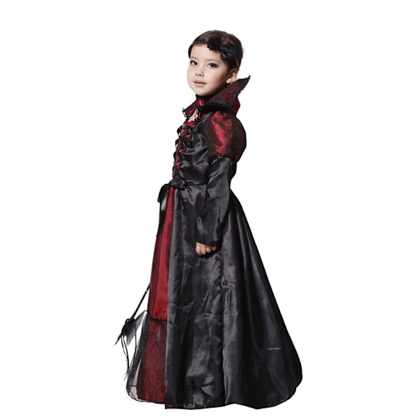 Halloween Kid Girl Vampire Queen Lång Klänning Cos Party Kostym M