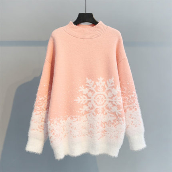 Mub- 2023 Trøje Julemønstret Dametrøje Pink XXL