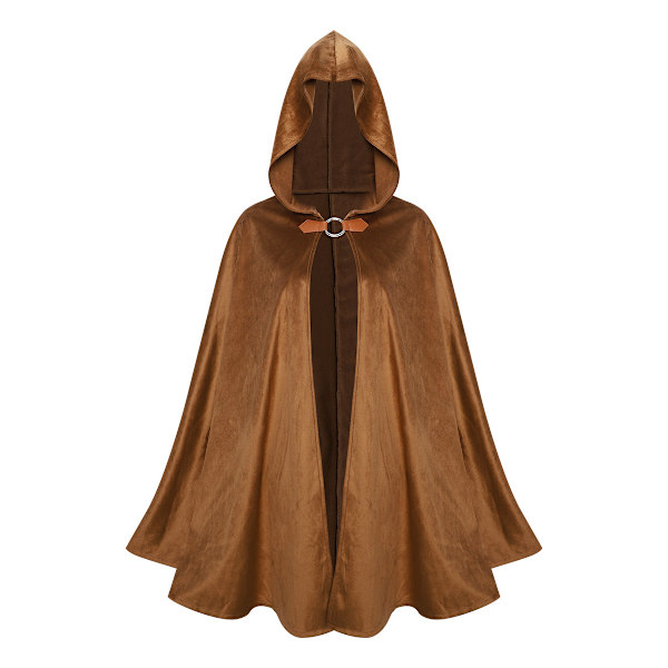 Cos middelalderlig retro kappe hætte kappe mokka kappe Halloween fest kostume kappe brown M