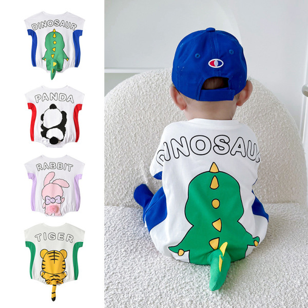 Mub- Summer Newborn Infant Toddler Boys Girls Clothing Cartoon Animal Cotton Short Sleeve Baby Bodysuit bear 80cm