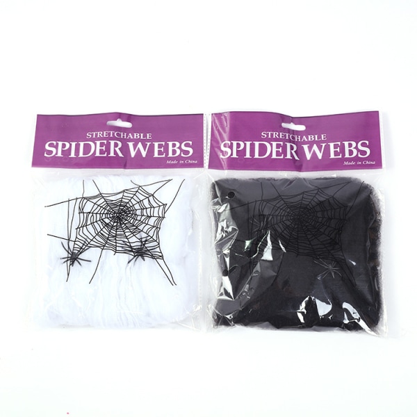 Mub- engros Halloween Spider Webs Stretch Cobwebs med 2 Plastik Edderkopper til Halloween Indendørs Udendørs Dekorationer green