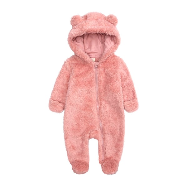 Mub- Winter Warm Newborn Baby Bodysuit Thicken Flannel Outside Kids One Piece Plush Baby Romper Pink 3-6m