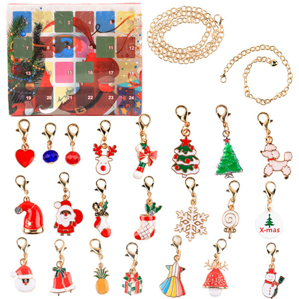 Jul Advent 24 Kalender Nedräkning presentförpackning Armband Jul DIY pärlarmbandskostym  20*17*1.cm .C 3 20*17*1.3cm